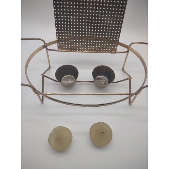 Vintage Pyrex Cinderella Oval Casserole Double Candle Warmer Metal Stand - Picture 9 of 17